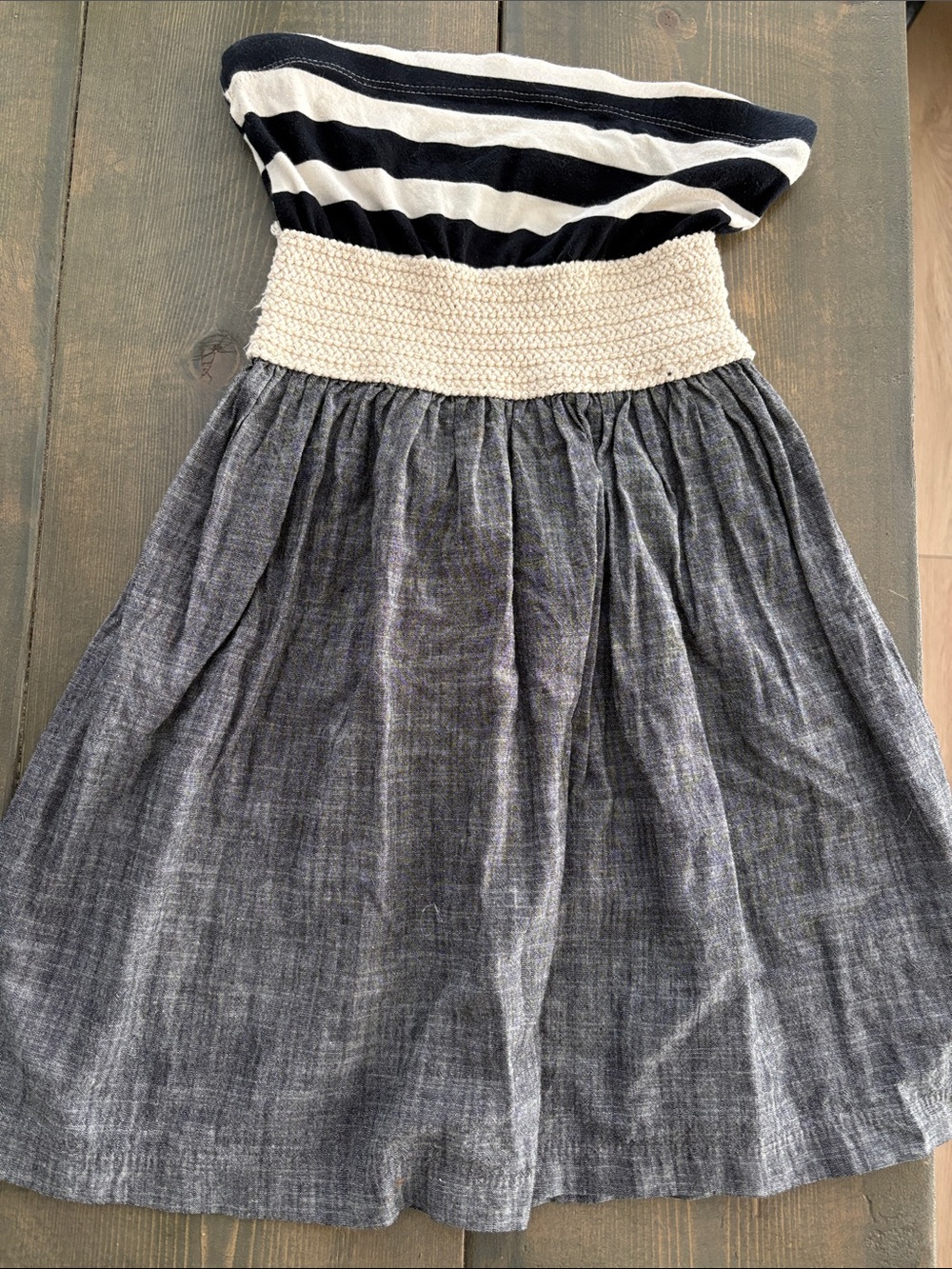 Urban Behavior Striped Strapless Dress in Black and Cream